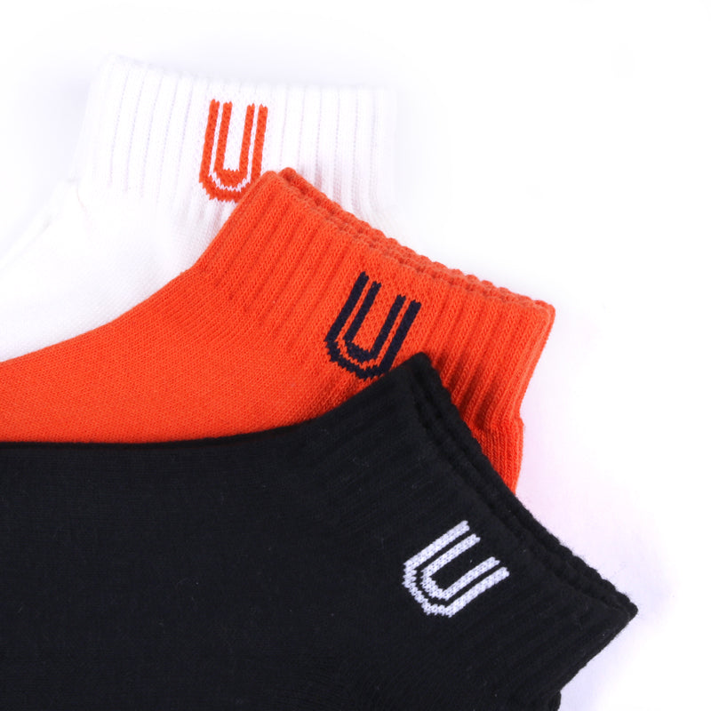 UNIVERSAL OVERALL レディース3Pソックス ショート丈サイドUロゴ LU-615