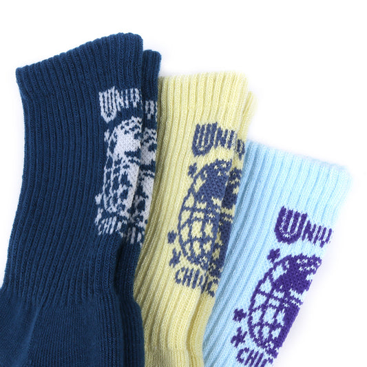 UNIVERSAL OVERALL レディース3Pソックス アースロゴ クオーターソックス LU-629