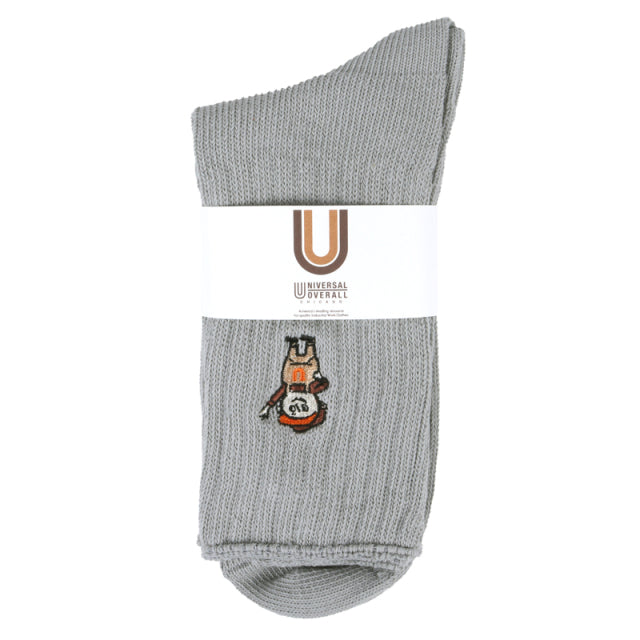 UNIVERSAL OVERALL メンズ クルーソックス WINDYリブクルー LU-019