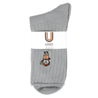 UNIVERSAL OVERALL メンズ クルーソックス WINDYリブクルー LU-019