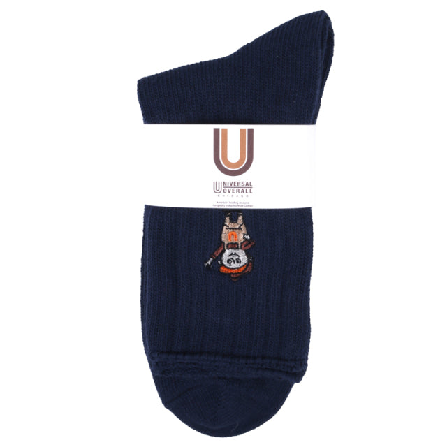 UNIVERSAL OVERALL メンズ クルーソックス WINDYリブクルー LU-019