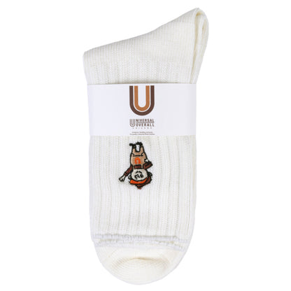 UNIVERSAL OVERALL メンズ クルーソックス WINDYリブクルー LU-019