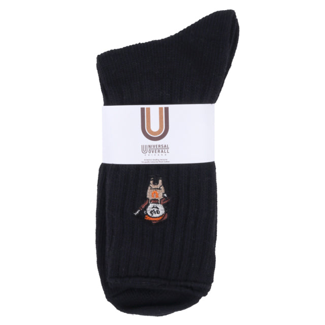 UNIVERSAL OVERALL メンズ クルーソックス WINDYリブクルー LU-019