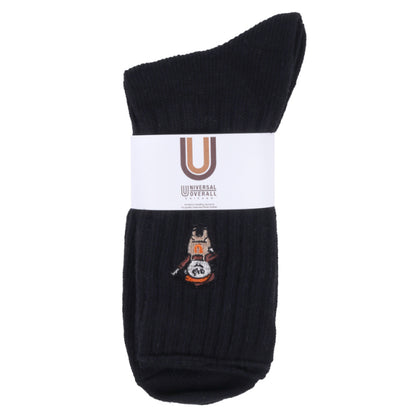 UNIVERSAL OVERALL メンズ クルーソックス WINDYリブクルー LU-019