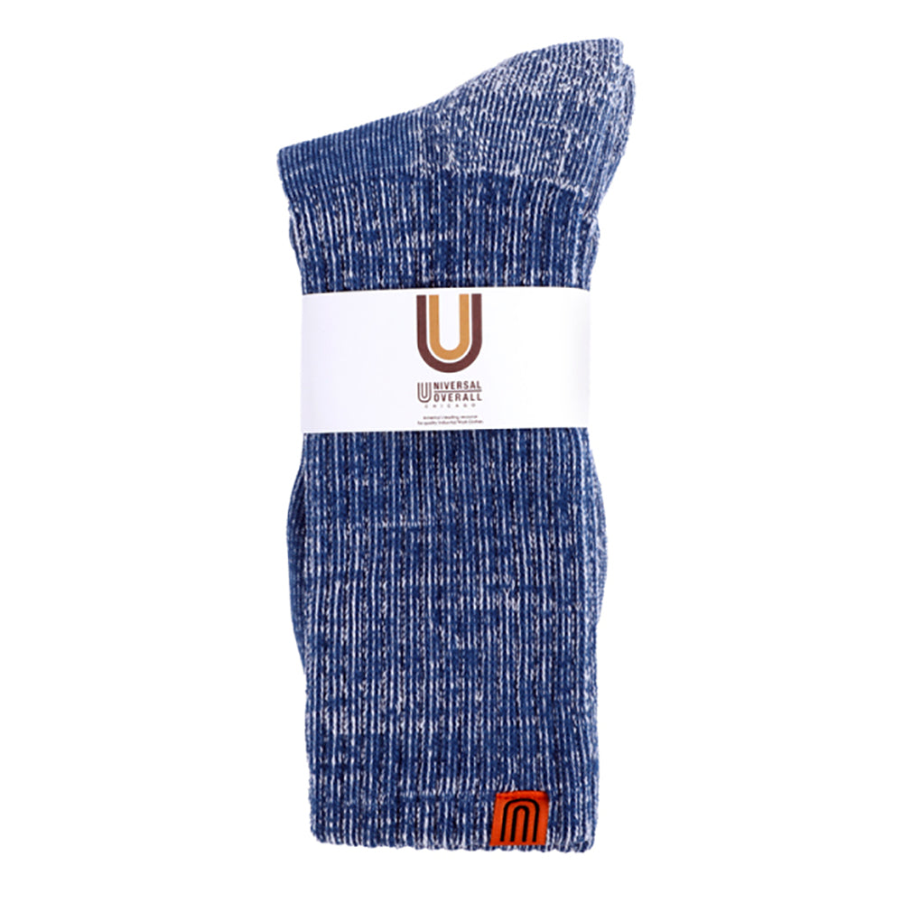 UNIVERSAL OVERALL メンズソックス むら糸リブクルー LU-028