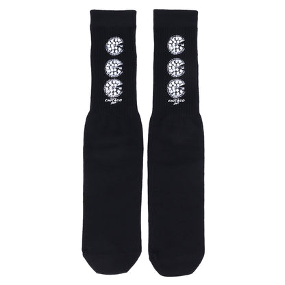 UNIVERSAL OVERALL メンズ クルー ソックス PIZZA CUBE SOCKS LU-1001