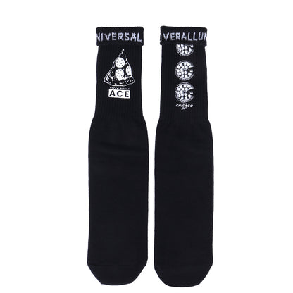 UNIVERSAL OVERALL メンズ クルー ソックス PIZZA CUBE SOCKS LU-1001