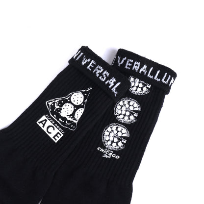 UNIVERSAL OVERALL メンズ クルー ソックス PIZZA CUBE SOCKS LU-1001