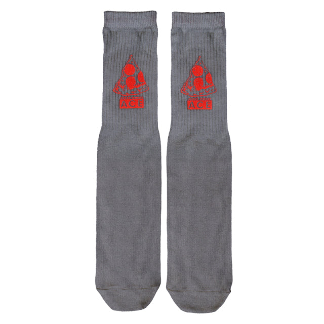 UNIVERSAL OVERALL メンズ クルー ソックス PIZZA CUBE SOCKS LU-1001