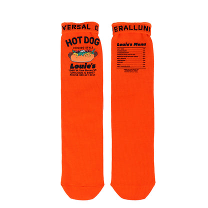 UNIVERSAL OVERALL メンズ クルー ソックス HOT DOG CUBE SOCKS LU-1002