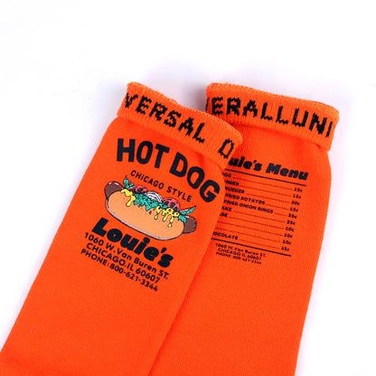 UNIVERSAL OVERALL メンズ クルー ソックス HOT DOG CUBE SOCKS LU-1002