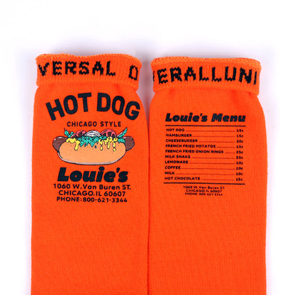 UNIVERSAL OVERALL メンズ クルー ソックス HOT DOG CUBE SOCKS LU-1002