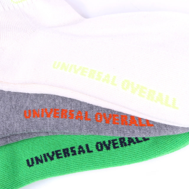 UNIVERSAL OVERALL メンズ 3Pソックス ミジンボーダー アンクルソックス LU-356