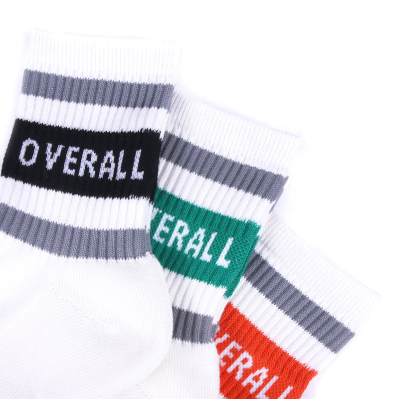UNIVERSAL OVERALL メンズ 3Pソックス ロークルーリラインソックス LU-345