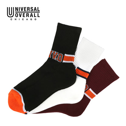 UNIVERSAL OVERALL メンズ 3P ソックス UNIV.O クルー LU-370