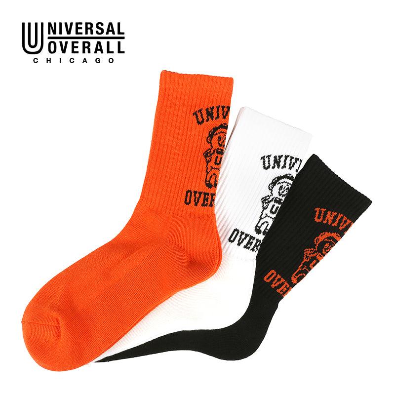 UNIVERSAL OVERALL メンズ 3P ソックス WINDY クルー LU-372