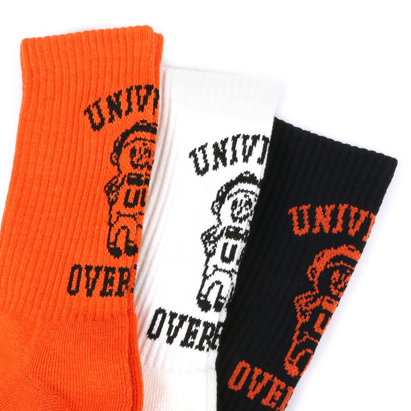 UNIVERSAL OVERALL メンズ 3P ソックス WINDY クルー LU-372