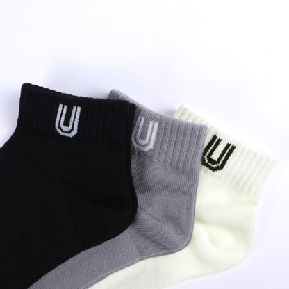 UNIVERSAL OVERALL メンズ 3P ソックス ショート丈サイドUOロゴ LU-373