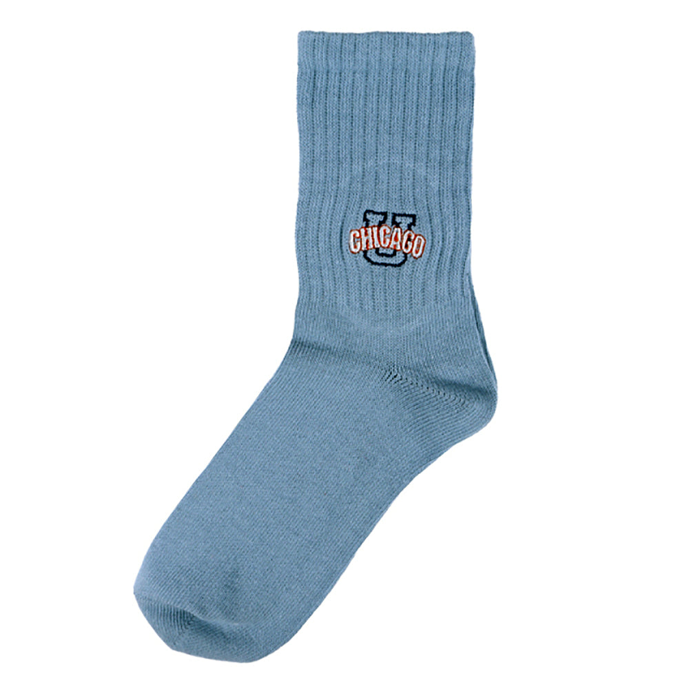 UNIVERSAL OVERALL レディース クルーソックス CHICAGO EMBROIDERYリブクルー LU-411