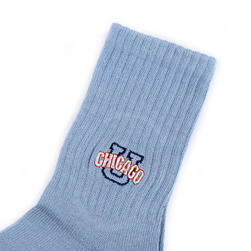 UNIVERSAL OVERALL レディース クルーソックス CHICAGO EMBROIDERYリブクルー LU-411