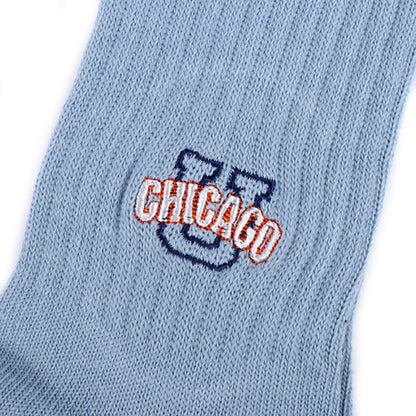 UNIVERSAL OVERALL レディース クルーソックス CHICAGO EMBROIDERYリブクルー LU-411
