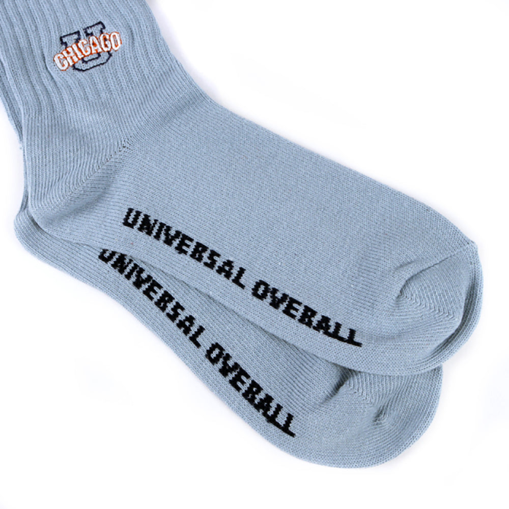 UNIVERSAL OVERALL レディース クルーソックス CHICAGO EMBROIDERYリブクルー LU-411