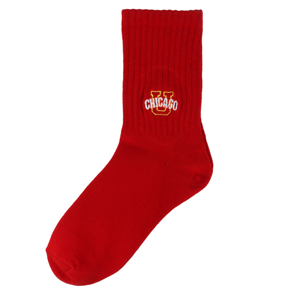 UNIVERSAL OVERALL レディース クルーソックス CHICAGO EMBROIDERYリブクルー LU-411