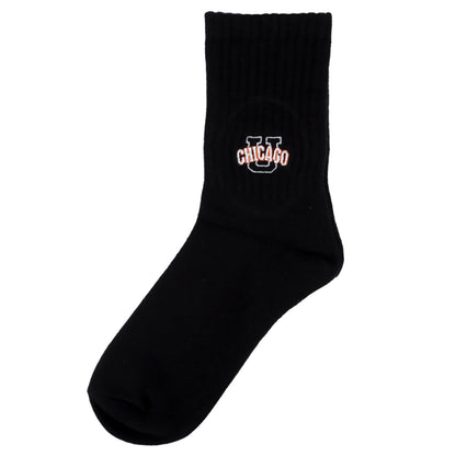 UNIVERSAL OVERALL レディース クルーソックス CHICAGO EMBROIDERYリブクルー LU-411