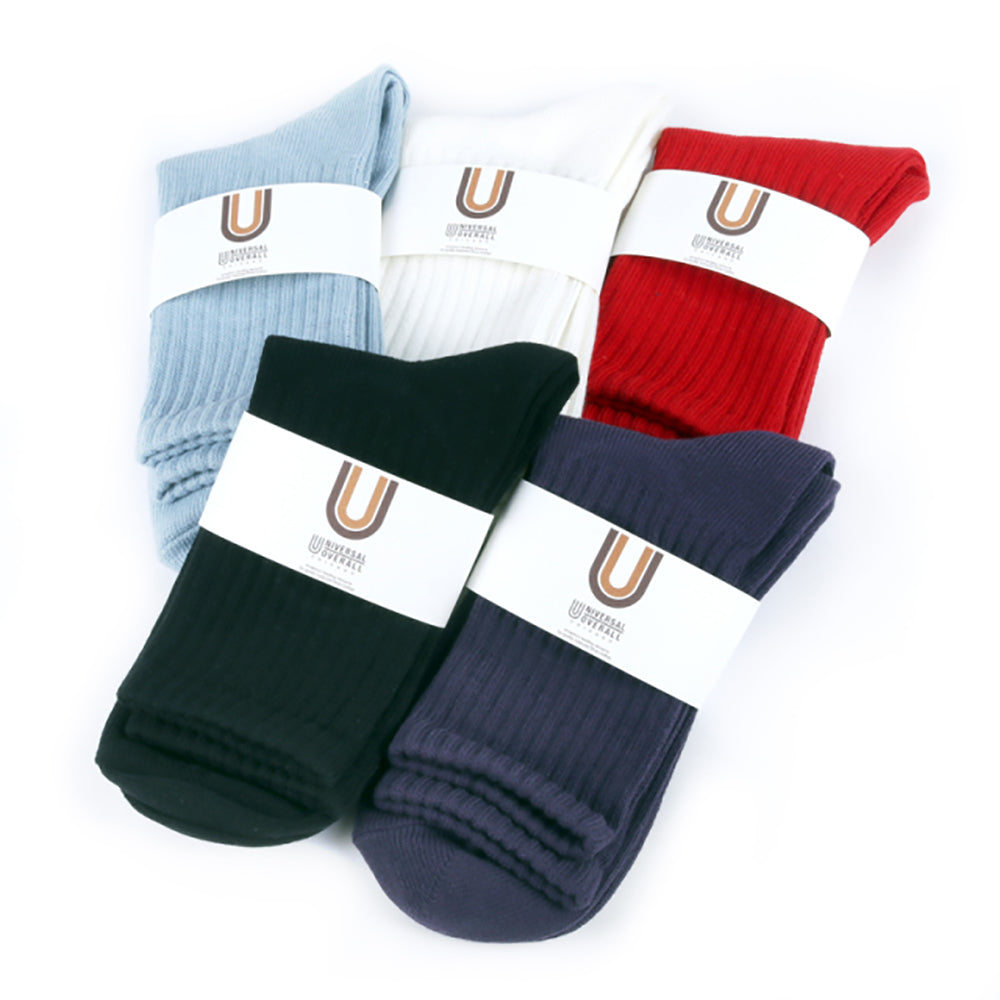 UNIVERSAL OVERALL レディース クルーソックス CHICAGO EMBROIDERYリブクルー LU-411