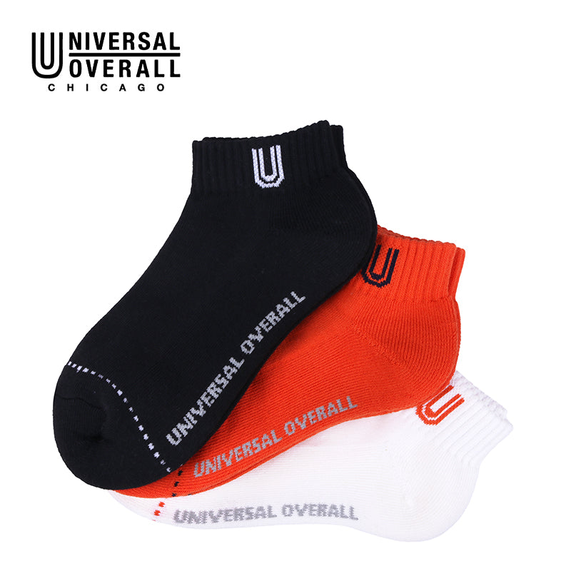 UNIVERSAL OVERALL レディース3Pソックス ショート丈サイドUロゴ LU-615