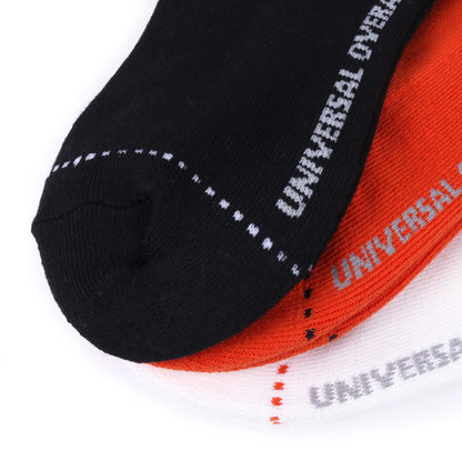 UNIVERSAL OVERALL レディース3Pソックス ショート丈サイドUロゴ LU-615
