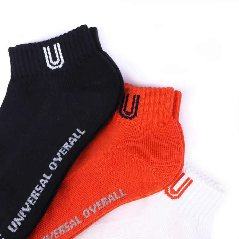 UNIVERSAL OVERALL レディース3Pソックス ショート丈サイドUロゴ LU-615