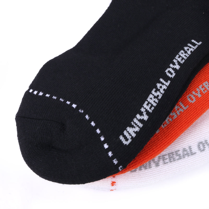 UNIVERSAL OVERALL レディース3Pソックス クルー丈サイドUロゴ LU-616