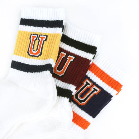UNIVERSAL OVERALL レディース3Pソックス カレッジロゴ LU-619