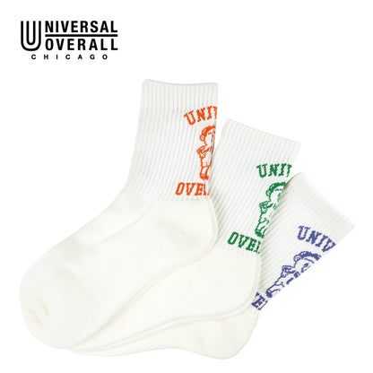 UNIVERSAL OVERALL レディース3Pソックス WINDY クルー LU-641